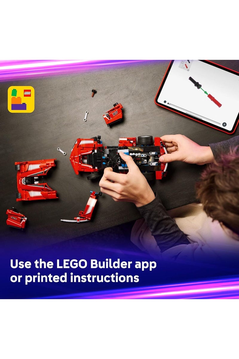 ليغو طقم LEGO Technic سيارة سباق فيراري FXX K – لعبة بناء للعب والعرض مع محرك V12، وفارق الحركة (دifferential)، ومكابس متحركة – هدية لمحبي سباقات السيارات من الأولاد والبنات (العمر 10+)، رقم المجموعة - Image 5